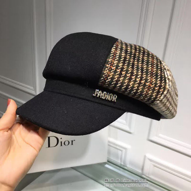 DIOR迪奧 日本走秀款 2018秋冬新款八角帽 休閒百搭羊絨貝蕾帽 LLWJ8050